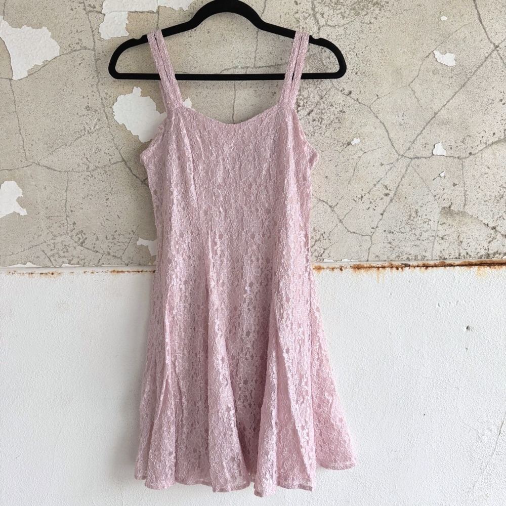 Vintage 90s Lace Mini Dress Skater Fit Flare Coquette All That Jazz Made USA S